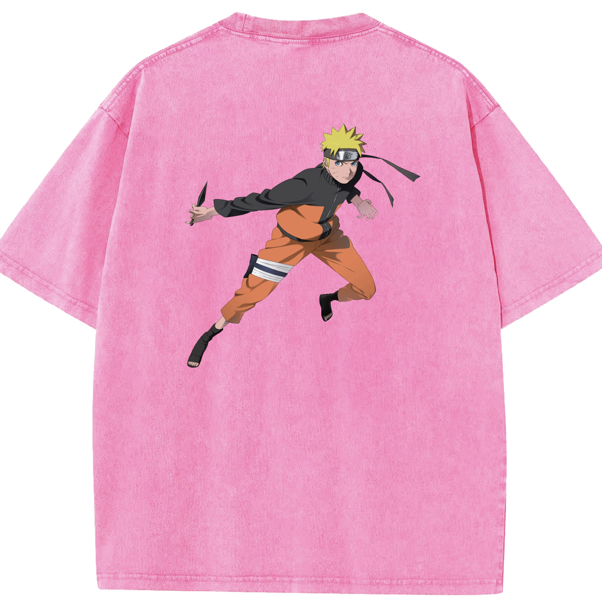 （画像用） NARUTO -ナルト- うずまき ナルト Uzumaki Naruto 綿100% ヴィンテージ風 半袖Tシャツ（背面プリント）